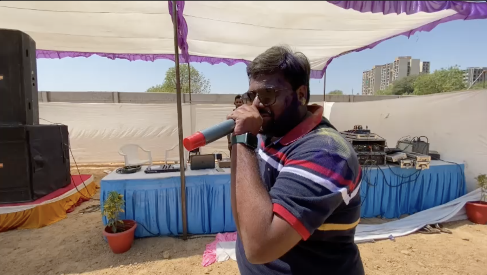 Live DJ performance with mic